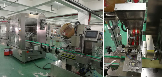 星火辣椒醬灌裝封口機生產(chǎn)線展示